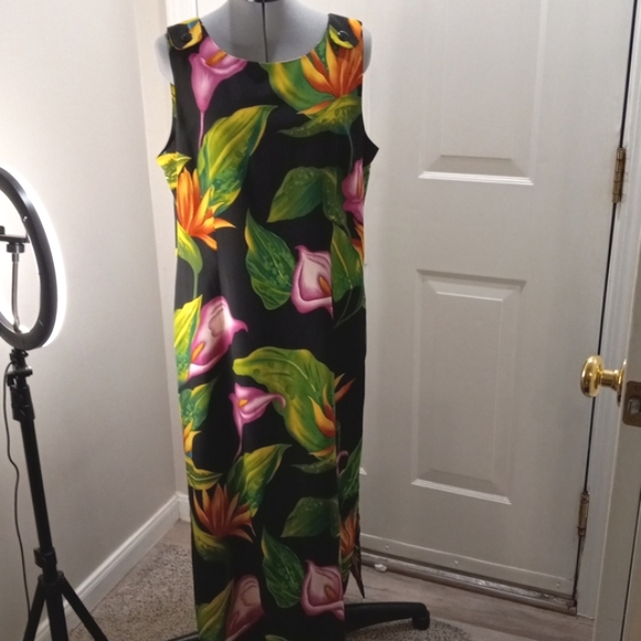 Sag Harbor Sz 16P Tropical Maxi Shift Dress - Picture 6 of 8